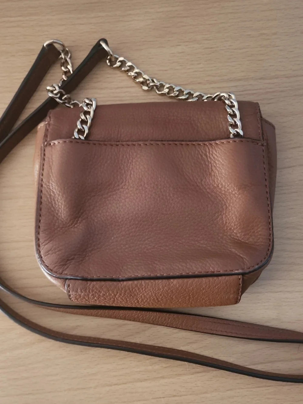 Michael Kors Brown Leather Crossbody with Gold MK Logo